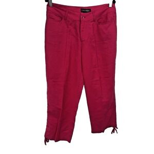 Lino USA curve hotpink cinched tie pants Capri Ankle Linen 10W pocket‎ Inseam 24
